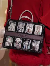 真皮のダイヤモンド装飾付きトートバッグ【猫デザイン・ファッション・軽やかなショルダー＆斜め掛け】