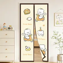全磁条 布製エアコンカーテン【穴あけ不要・防塵・プライバシー保護】