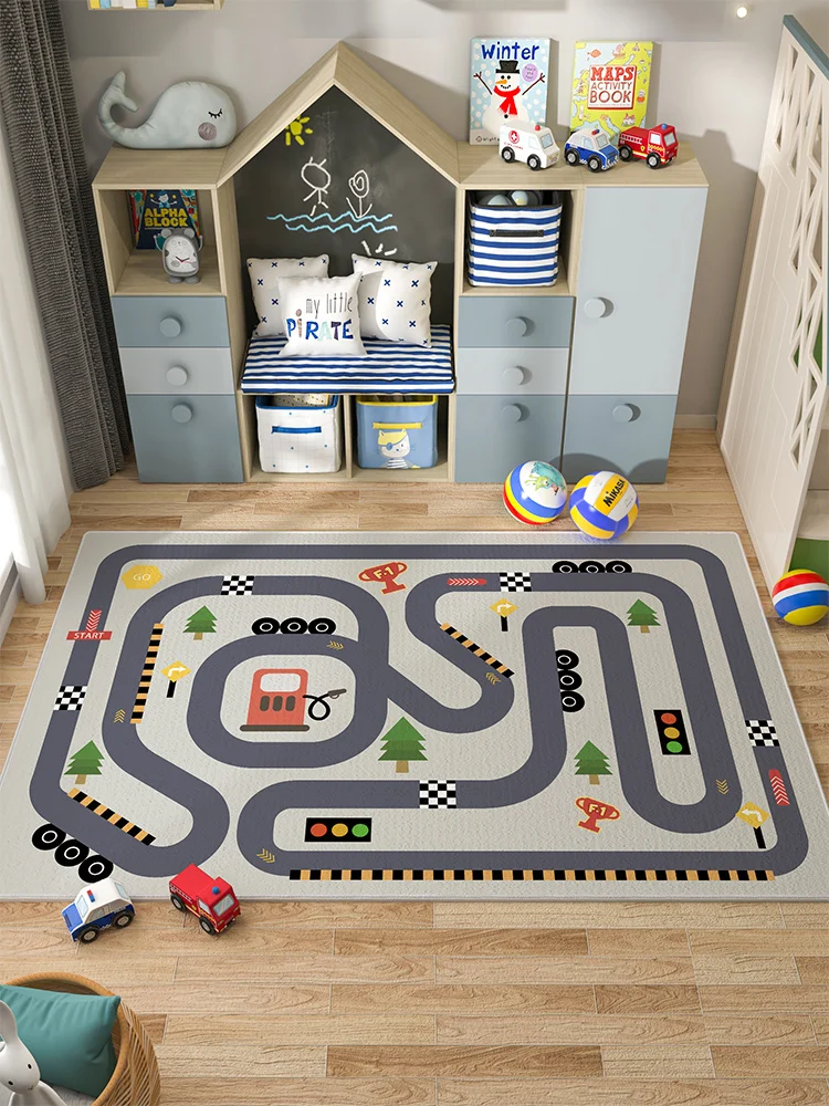 カラフルな子供用ゲームマット：幼児の学習環境に最適な交通・駐車場デザインの実用性解析