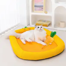 春夏用 ネコ用カートゥーンデザインペットベッド【冷却マット・小中型犬対応・快適睡眠】