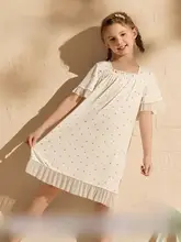 かわいい小さなさくらんぼプリントの短袖モダールパジャマ【子供用・柔らかい・プリンセススタイル】
