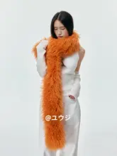 温かさを保つ！オレンジ色のボリュームファー巻きスカーフ【秋冬向け・ネックガード・ショール】