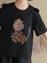 子供用コットン短袖Tシャツ【ブラック・ゆったり・通気性・夏用】