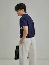 夏用カジュアルポロシャツ【襟付き・コントラストカラー・パートスタイル】（セットアップ対応）