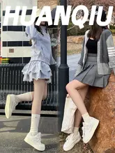 厚底ボアスニーカー【冬用・内増高・シンプルデザイン・ホワイト】