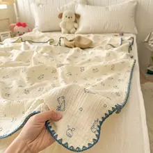 純綿のガーゼブランケット【ダブルレイヤー・ベビー用・お昼寝・ソファ用】