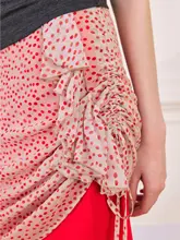 ミニスカート レディース 水玉柄 総柄 オレンジ ヴィンテージ 2WAY 夏「NECY」