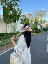 可愛いフラワーレース編みニットヘアバンド【春夏向け・トライアングルバンダナ】