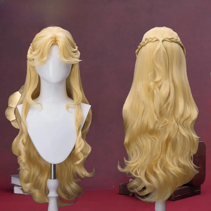 アニメ版コスプレウィッグ【ゴールド・奥黛丽・極上の柔らかさ・ロングタイプ】