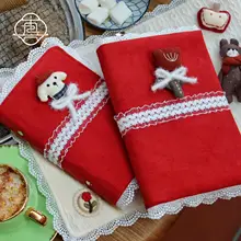 童話の午後のティータイム 手作り布カバーのノートブック【レトロデザイン・かわいいスタイル】