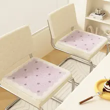クッション 椅子/オフィス/車用 ファー 滑り止め 秋冬用 グリーンクリーム風