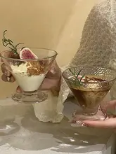 おしゃれなガラスアイスクリームカップ【底付き・デザート・ヨーグルト・プリン  ・ミルクシェイク・冷たい飲み物用】