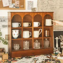 化粧品整理用木製レトロ収納ボックス【デスク上・引き出し付き】