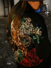 国風刺繍デザインのメンズエアフォーススタイルジャケット【春秋用・ビッグサイズ】