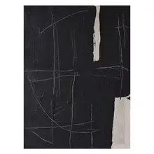 手描き油絵 抽象立体テクスチャ ブラックモダンインテリアアート【リビング・玄関用】
