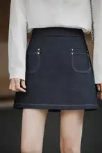 ミニスカート レディース デニム風 Aライン ヴィンテージ 着回し 秋 夏