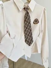 春新作 学院風シャツ【ネクタイ付き・チェック柄・ウエストゴム】（セットアップ対応）