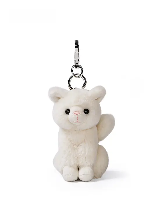 かわいい白猫のキーホルダーぬいぐるみ【誕生日ギフト・学校用にも最適】