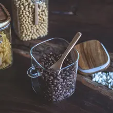 スプーン付き食品級ガラス保存容器【密閉タイプ・キッチン用・穀物・コーヒー豆・茶葉用】