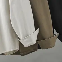 DUKEEN メンズロングスリーブコットンシャツ【春夏用・ポケット付き・ルーズフィット・レトロデザイン】