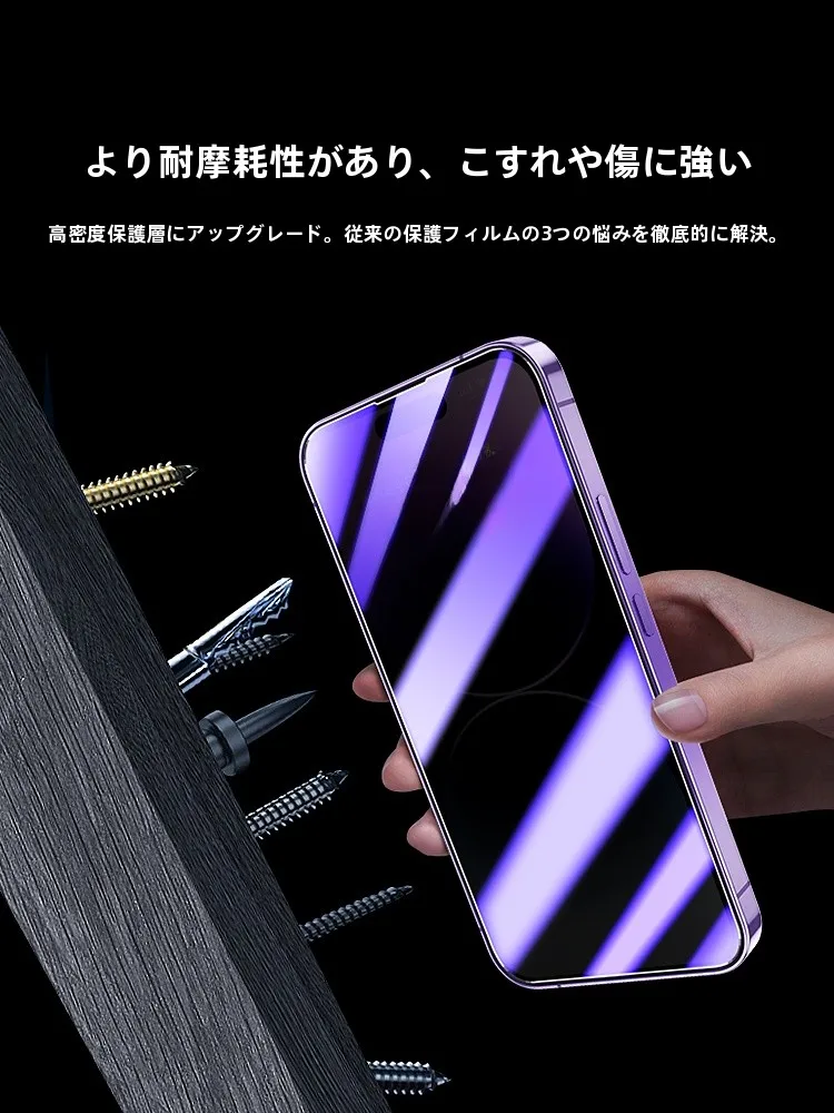 iPhone用プライバシー強化ガラスフィルム【全画面対応・ブルーライトカット】