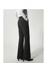 深灰色のスリムフィットスーツパンツ【おしゃれなデザイン・通勤・ガウチョパンツ】（セットアップ対応）