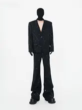 スーツ 2点セット メンズ 光沢 パッド入り ビッグシルエット 上品 きれいめ 「VE2」