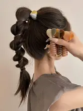 シンプルなバタフライリボンヘアゴム【電話線風・ポニーテール用・女性用】