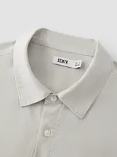 フィット 男性用長袖コットンリネンシャツ【夏用・通勤・カジュアル】