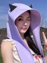 小悪魔耳付き帽子【アイスシルク・薄手・UVカット・夏用・日よけ帽子】