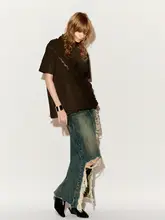 春夏用 ダメージデザイン スカート【フリンジ加工・カジュアル】