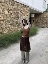 高腰レース透かしAラインスカート【春秋用・中長丈・女性向け】
