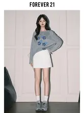 Aラインデニムミニスカート【高腰・秋用・ホワイト・レディース】