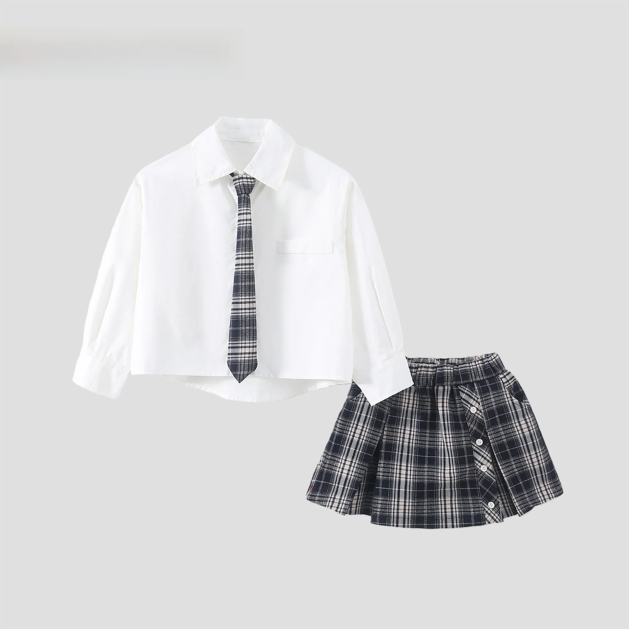ボブに似合う服 中学生：学院風シャツとチェック柄スカートセットの選定ガイド