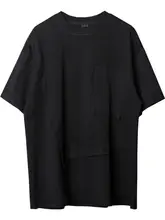 個性的な機能美！斜め裁断のポケット付きTシャツ【ゆったりシルエット・短袖・デザイン性】