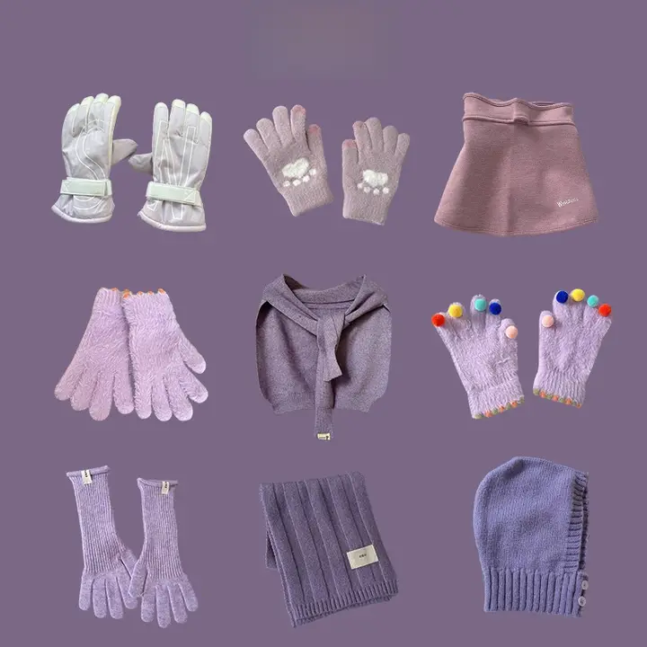 紫色の秋冬用学生向けマルチストール【保温・防風・韓国風】