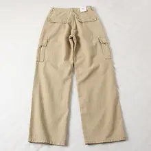 ハイウエストワイドレッグデニムパンツ【大きなポケット・ナチュラルフィット】（セットアップ対応）