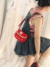 レトロなデザインのショルダーバッグ【赤・ミニサイズ・シンプル】