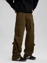 アメリカンレトロ工装パンツ【秋冬用・ゆったりストレート・結束バンド付き・カジュアル】