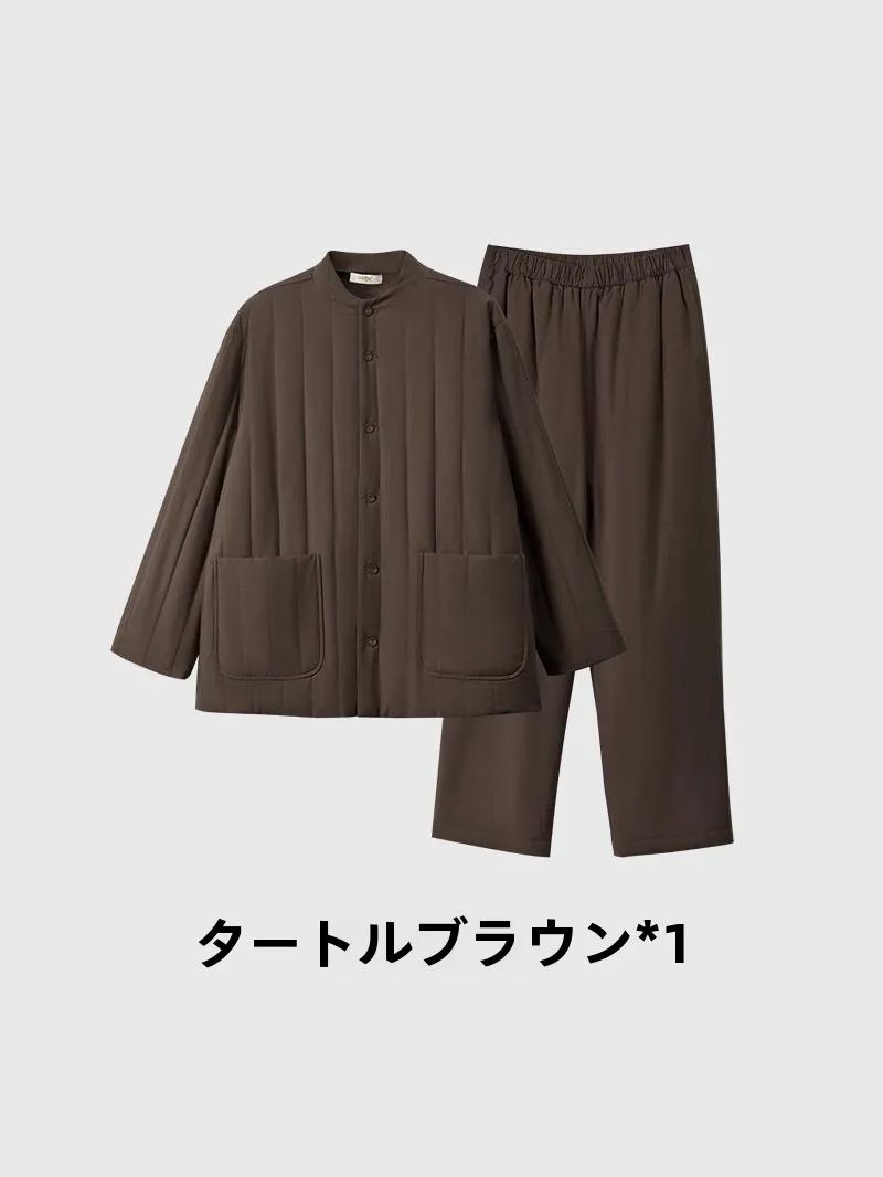 ビジネスマン用冬用スーツパジャマ：長袖ロングパンツで快適な着脱と極上の暖かさ
