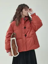 シンプルなフード付き白鹅绒ダウンジャケット【女性用・冬季・短丈・極上の柔らかさ】