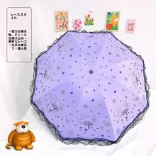 折りたたみ日傘 レーストリム付き ブラックアウト 晴雨兼用 UVカット