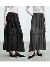 立体褶皺デザインのパンツ【調節可能なサイドリボン付き】（セットアップ対応）