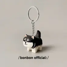 手作り木彫り黒柴犬キーホルダー【車用・可愛いデザイン】