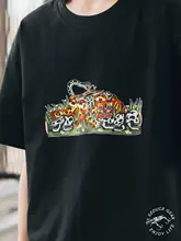 ロックスタイル 流行のヒョウ柄プリントTシャツ【ユニセックス・ストリートファッション】