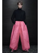 羽毛入りワイドレッグパンツ【ピンク・フィット・秋冬用】