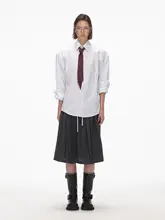 デザインが魅力！ストライプ柄のカジュアルシャツ【ウエストシェイプ・取り外し可能なパッド付き】