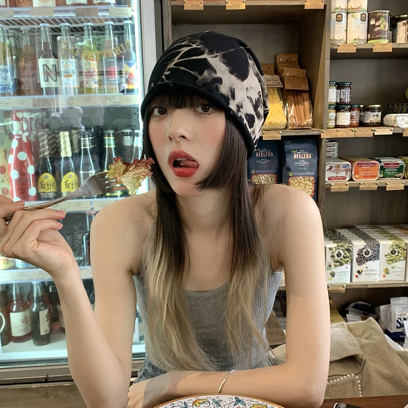 堆堆帽：染色デザインの薄手ニットで夏・秋を快適に