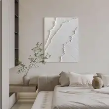 CM 手描き油絵 雪の暮れの抽象立体装飾画【リビング用・シンプルデザイン・テクスチャー付き】