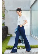 MsDidion 秋用ストレッチデニムパンツ【高密度コットン・スリムフィット・マイクロフレア】